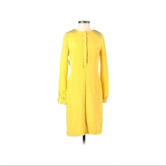 CLASSIQUES ENTIER size 0 yellow 100% silk dress in very good condition - Picture 1 of 9